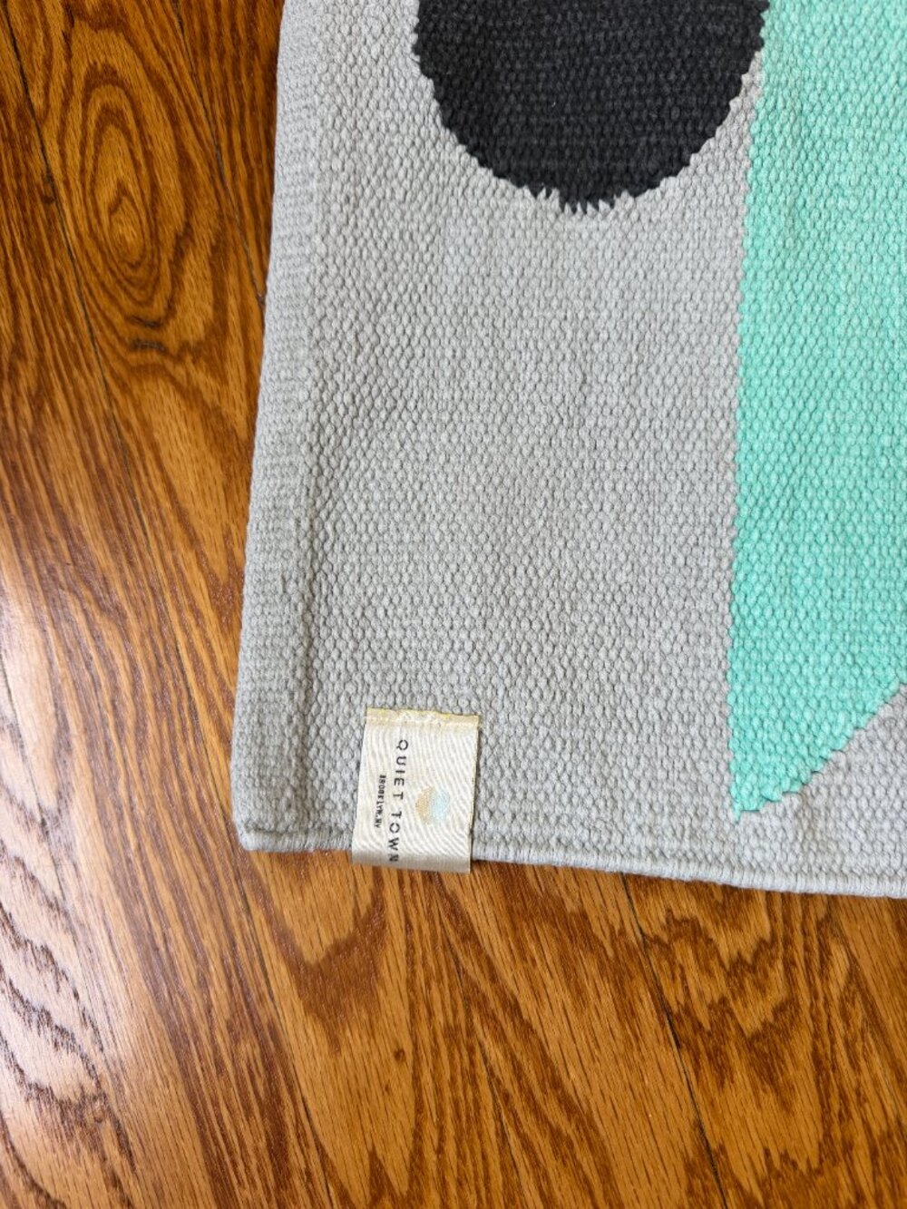 Quiet Town Arco Storm Cotton Runner Rug Geometric Gray Blue Yellow Modern - Picture 4 of 7